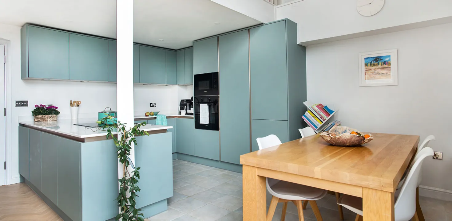 Modern Handleless Grey Aqua Kitchen image